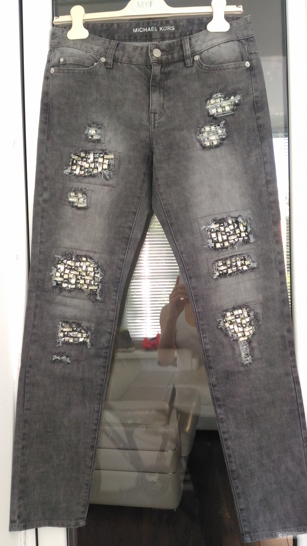 Джинсовые брюки Michael Kors с камнями, размер 2 (26)