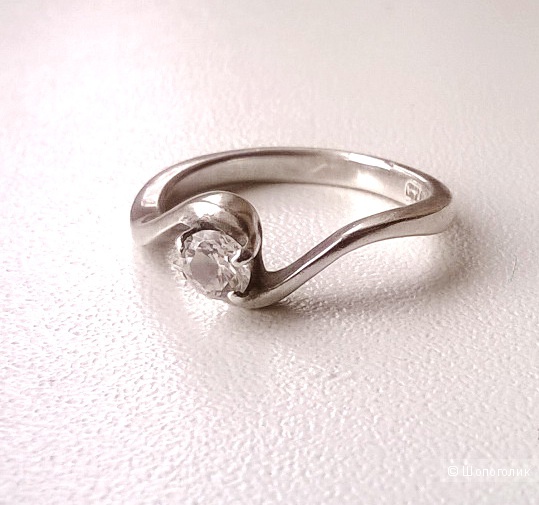 Кольцо серебро 925 фианит размер 15,5-16