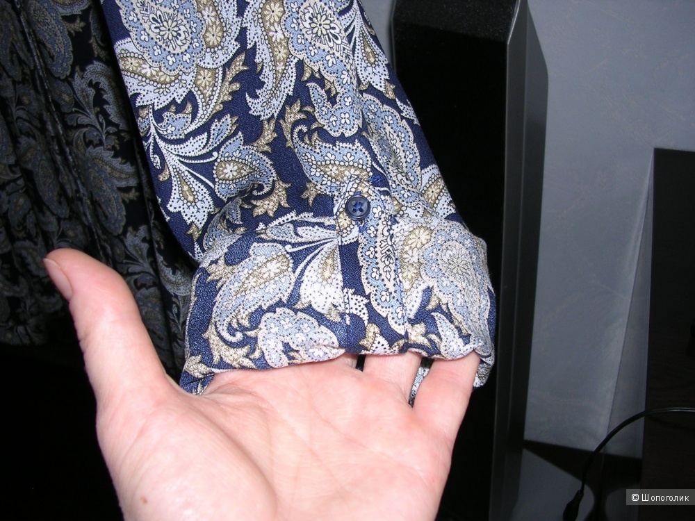 Блузка синяя с цветочным принтом, вискоза, Massimo Dutti, р 46 росс.
