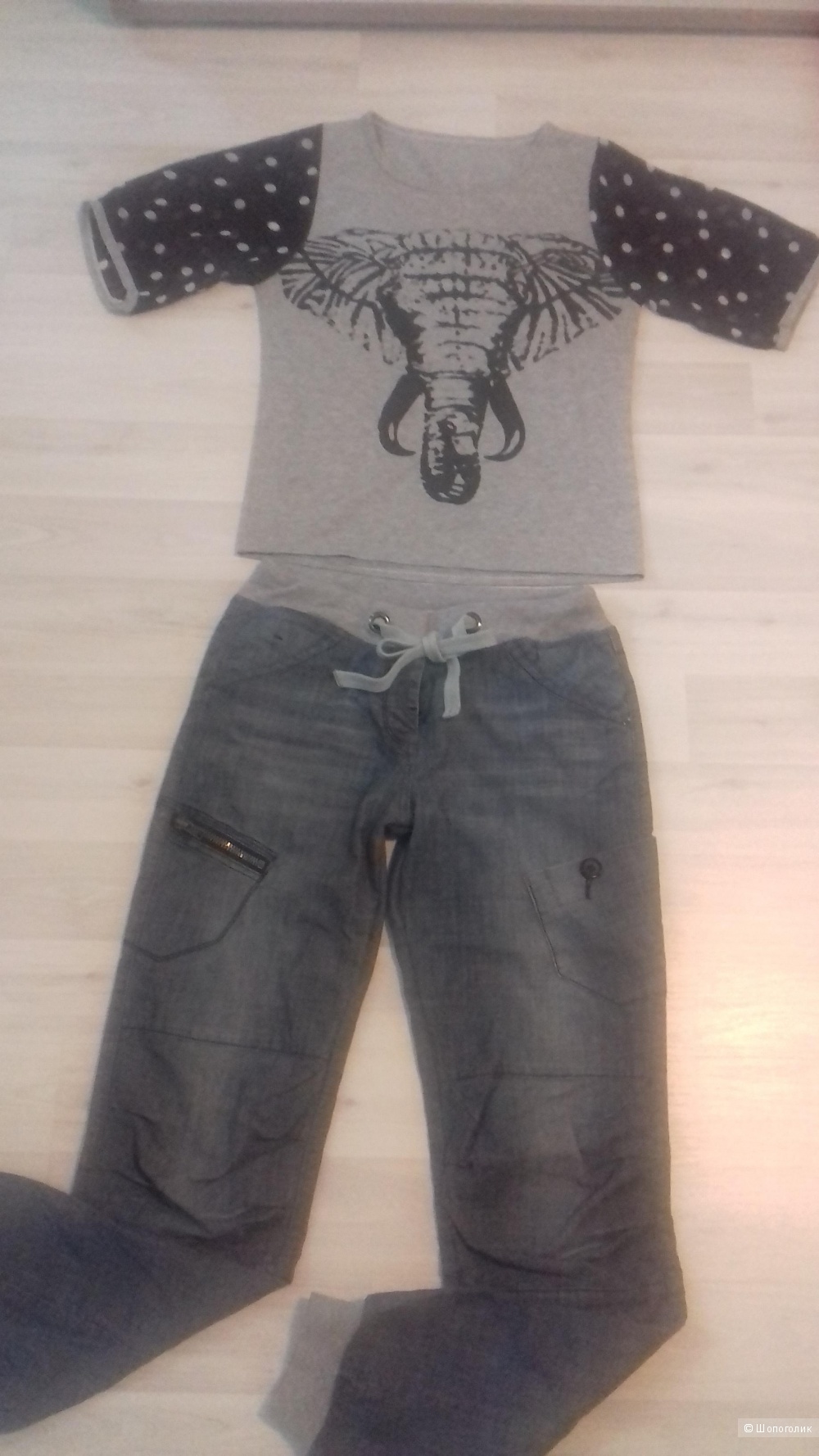 Комплект - джинсы в спортивном стиле и футболка Yes! Miss Италия,  размер 42-44