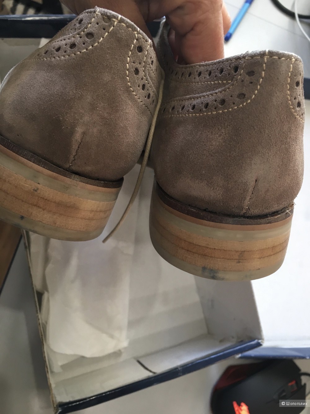 Мужские туфли ROCHAS, 42 (Европейский Размер). 29 см по стельке. Голубиный серый
