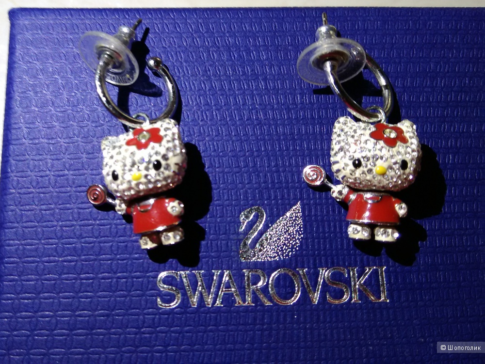 Серьги Swarovski, коллекция Hello Kitty Lollipop, длина 3,2 см