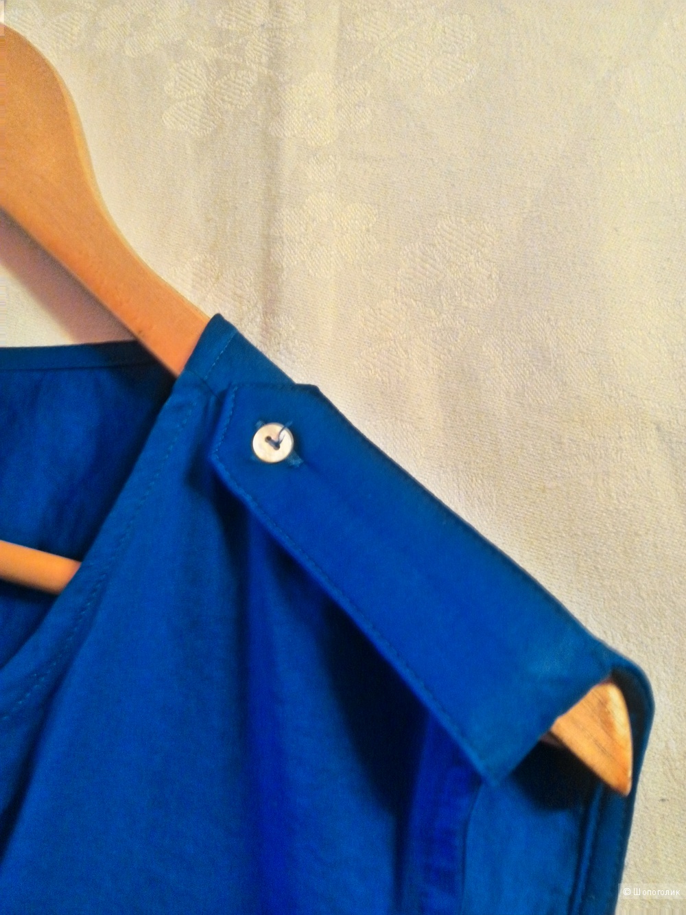 Ярко-синий летний топ-рубашка оверсайз H&M без рукавов, размер 50+ Российский