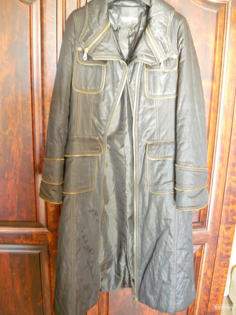 Пальто-пуховик демисезонное в стиле милитари, размер 44-46