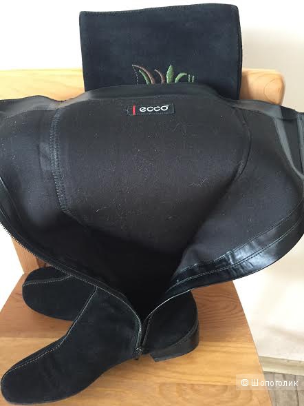Сапоги Ecco черная замша плюс вышивка размер 36 на 36-36,5.