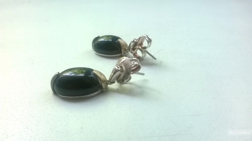 Серьги Lorenzo с агатом серебро 925 новые