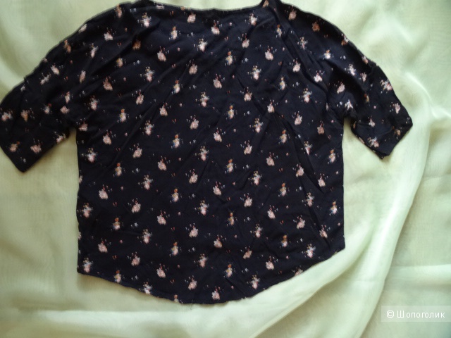 Лёгкая хлопковая блузка с кружевной вставкой, размер 42-44, б/у