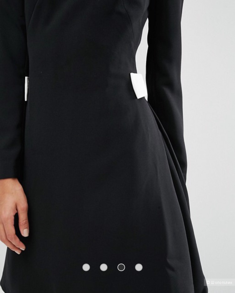 Чёрное платье Ted Baker с белыми бантиками по бокам размер 46-48/ uk 12/size 3