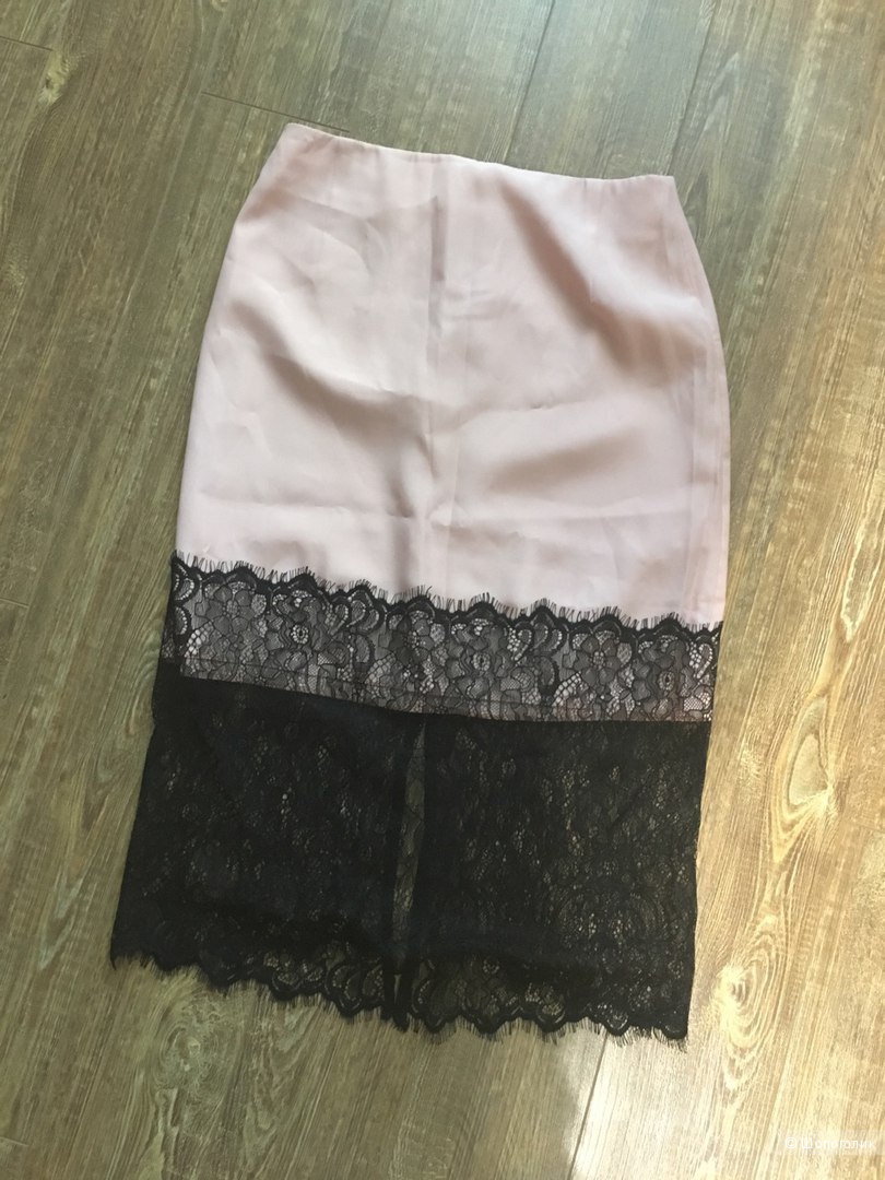 Сатиновая юбка с гипюром Asos UK6