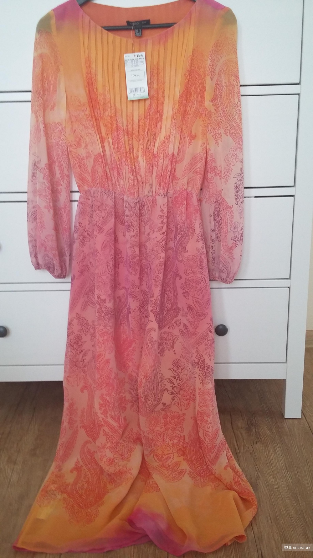Новое абрикосово-малиновое платье Mango р.40