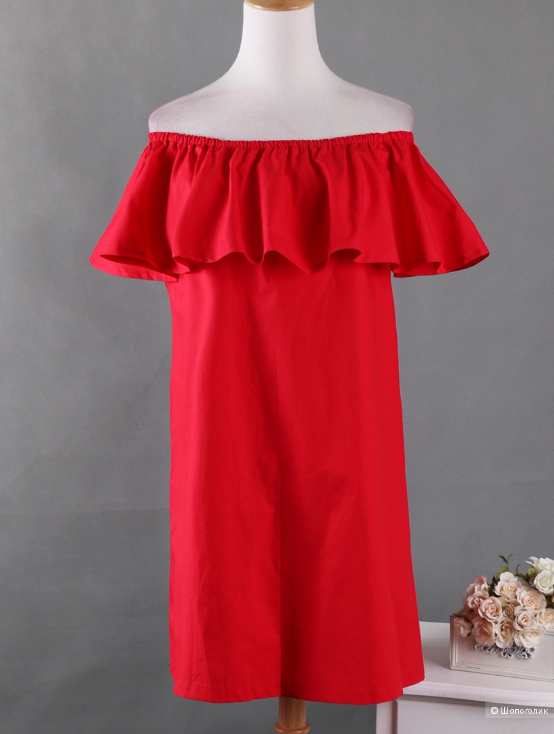 Платье-кармен, размер единый, 44-48, цвет ягодный