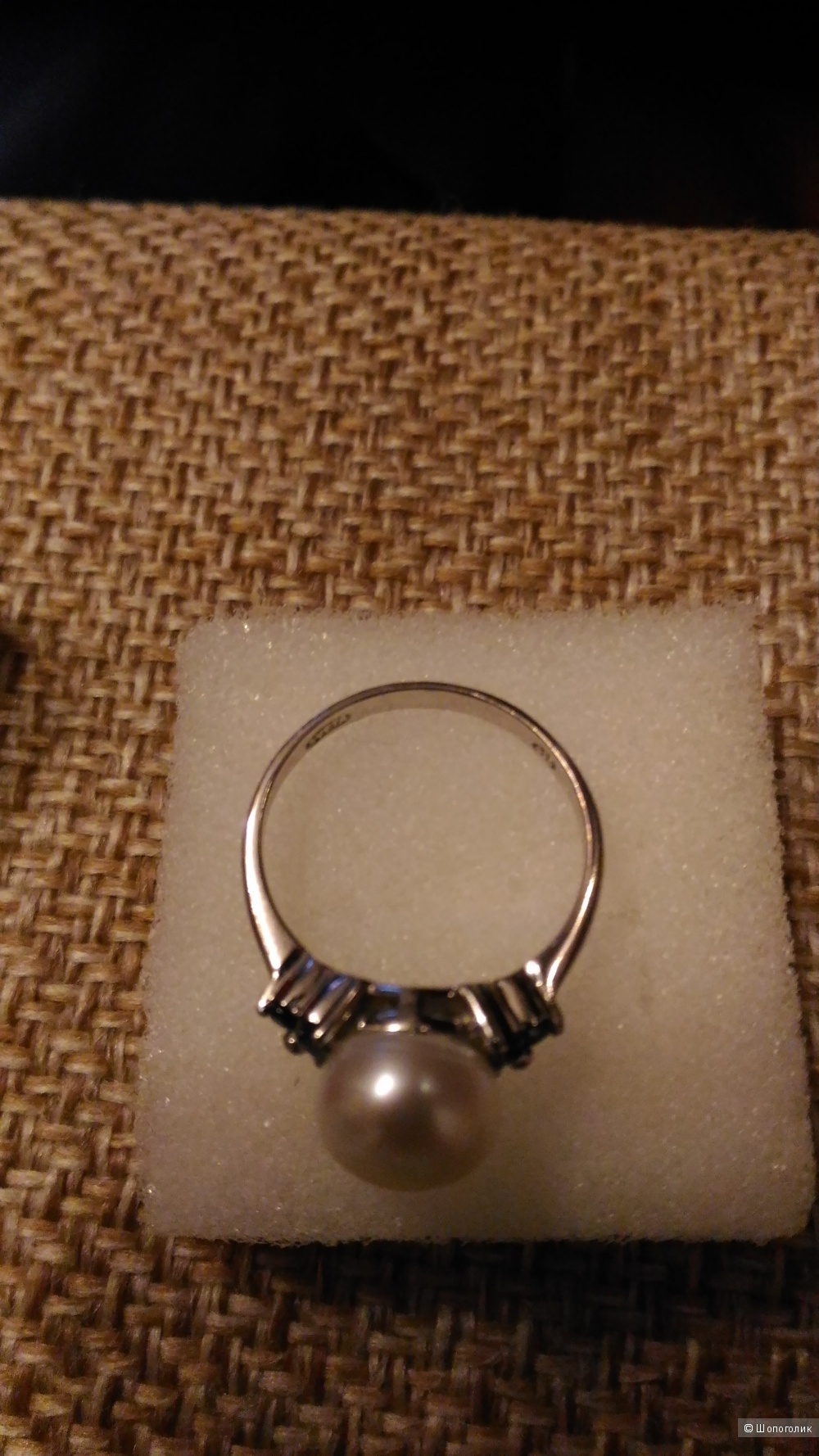 Комплект: серебряные серьги и кольцо с жемчугом и сапфирами, р. 17,5. Svetajevelry