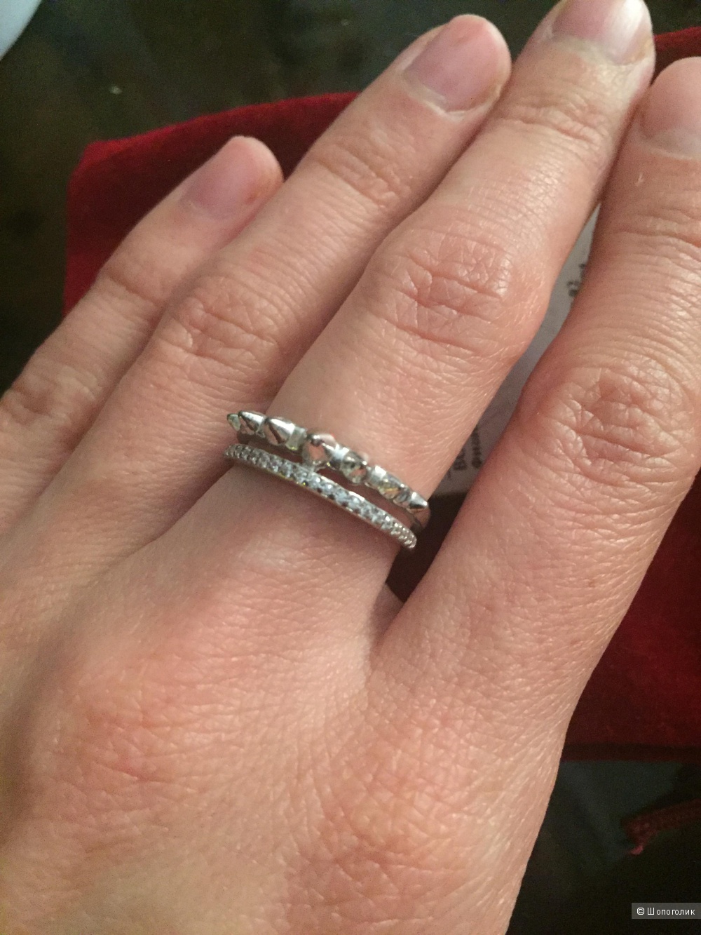 Серебряное кольцо с фианитами 16,5 размер