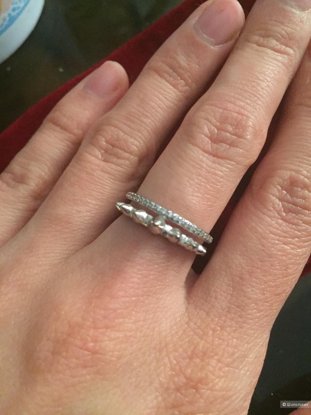 Серебряное кольцо с фианитами 16,5 размер