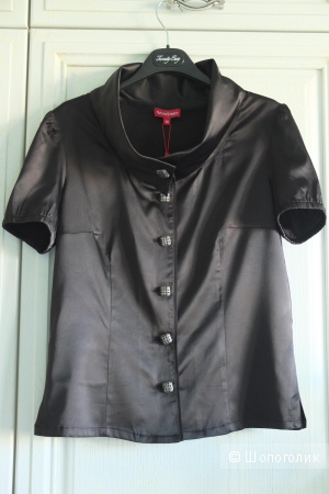 Новая черная блузка с коротким рукавом WoolStreet, размер 36