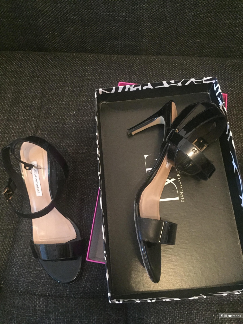 Оригинал. Босоножки DIANE von FURSTENBERG из лаковой кожи. 1-ая линия. Made in Italy 40р (26 см)