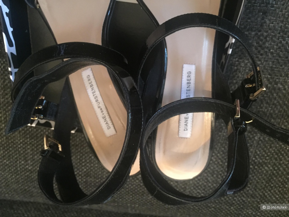 Оригинал. Босоножки DIANE von FURSTENBERG из лаковой кожи. 1-ая линия. Made in Italy 40р (26 см)