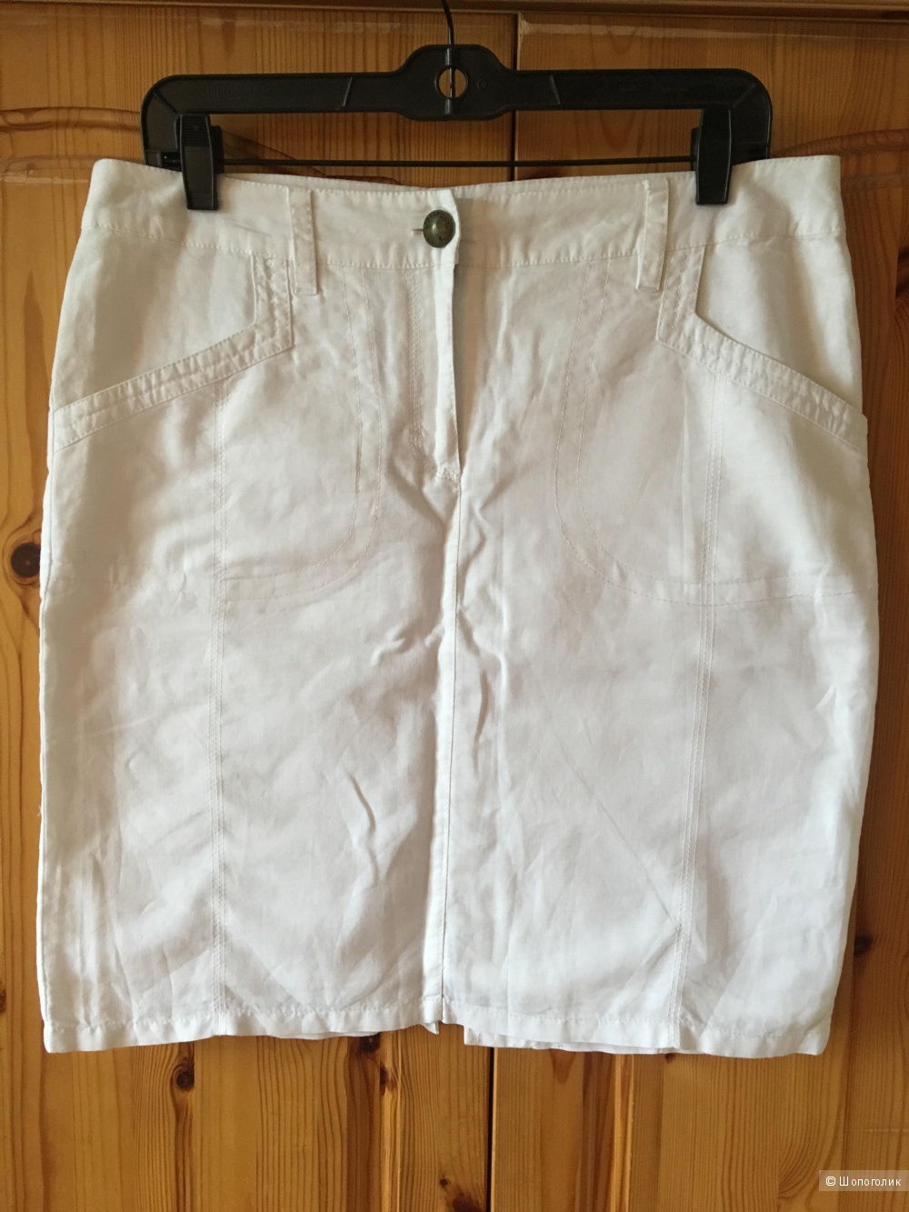 Белая юбка-карандаш лен/хлопок PASSPORT размер немецкий 38 (на 46)
