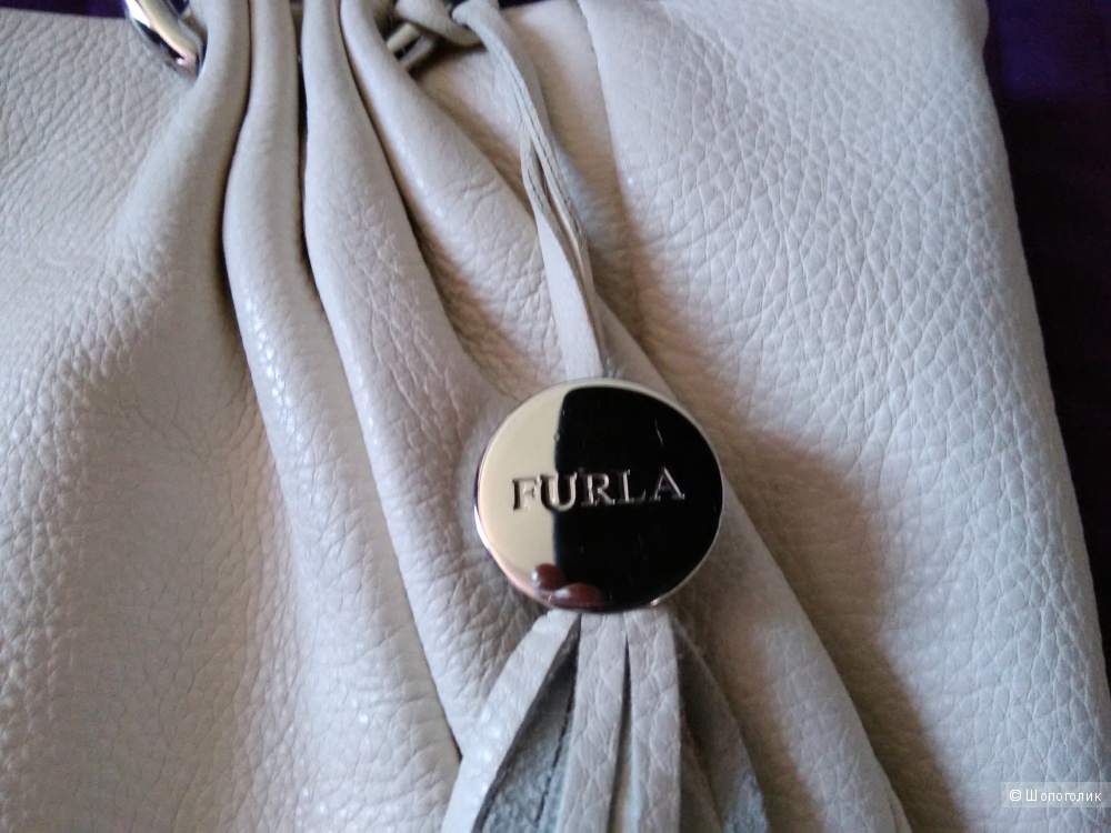 Сумка Furla, Италия, винтаж, кожа, кремово-бежевого цвета.