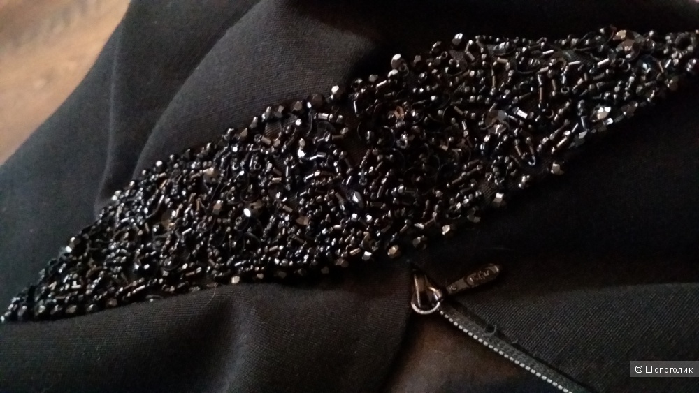 Платье винтажное в стиле ретро, черное, с вышивкой бисером, 46 размер (до небольшого 48)