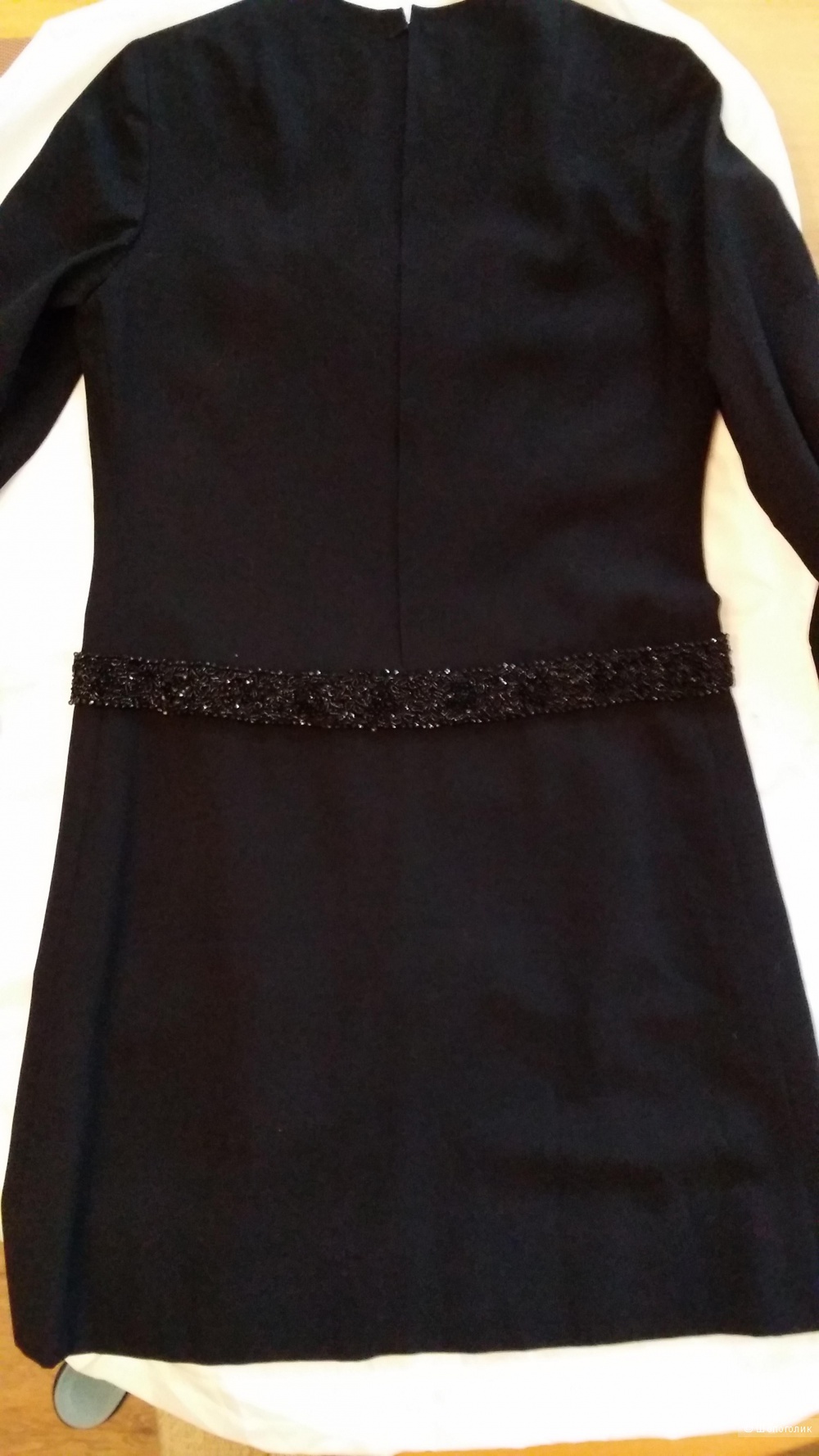 Платье винтажное в стиле ретро, черное, с вышивкой бисером, 46 размер (до небольшого 48)