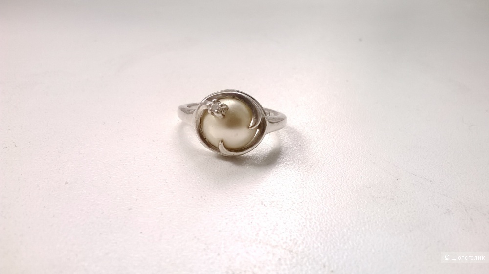Кольцо жемчуг размер 18 серебро 925