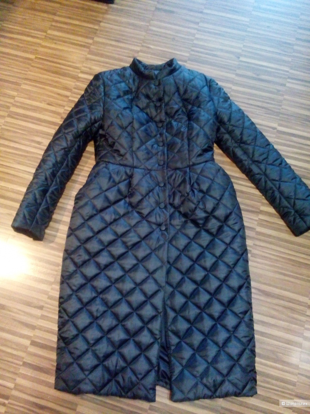 Длинное-экстравагантное стеганное пальто черного цвета IMPERIAL Италия в размере L(46-48)