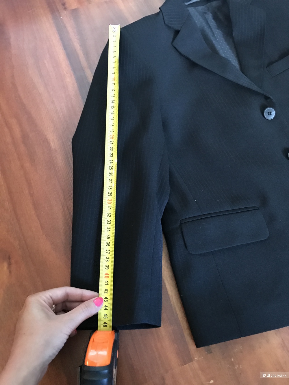 Школьный брючный костюм чёрный в тонкую полоску размер 140