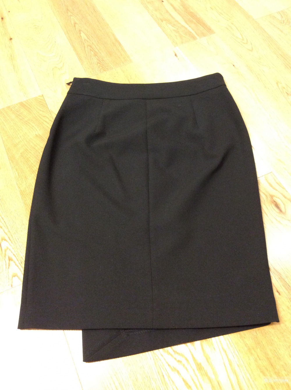 Черная юбка-карандаш ZARA р.М с оригинальной асимметричной имитацией запаха