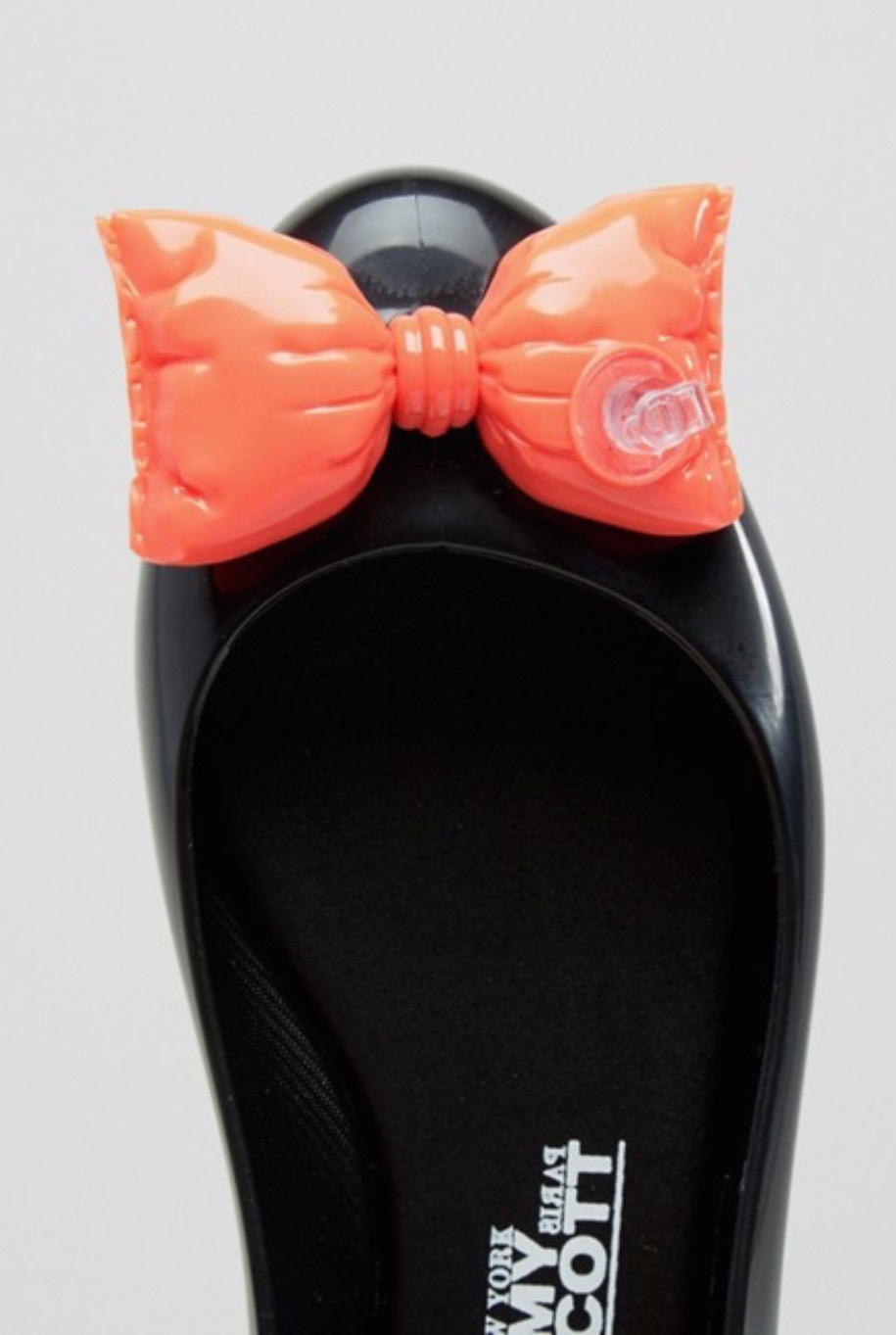 Черные туфли на плоской подошве с контрастным бантом Melissa + Jeremy Scott Space Love, 36-36,5.