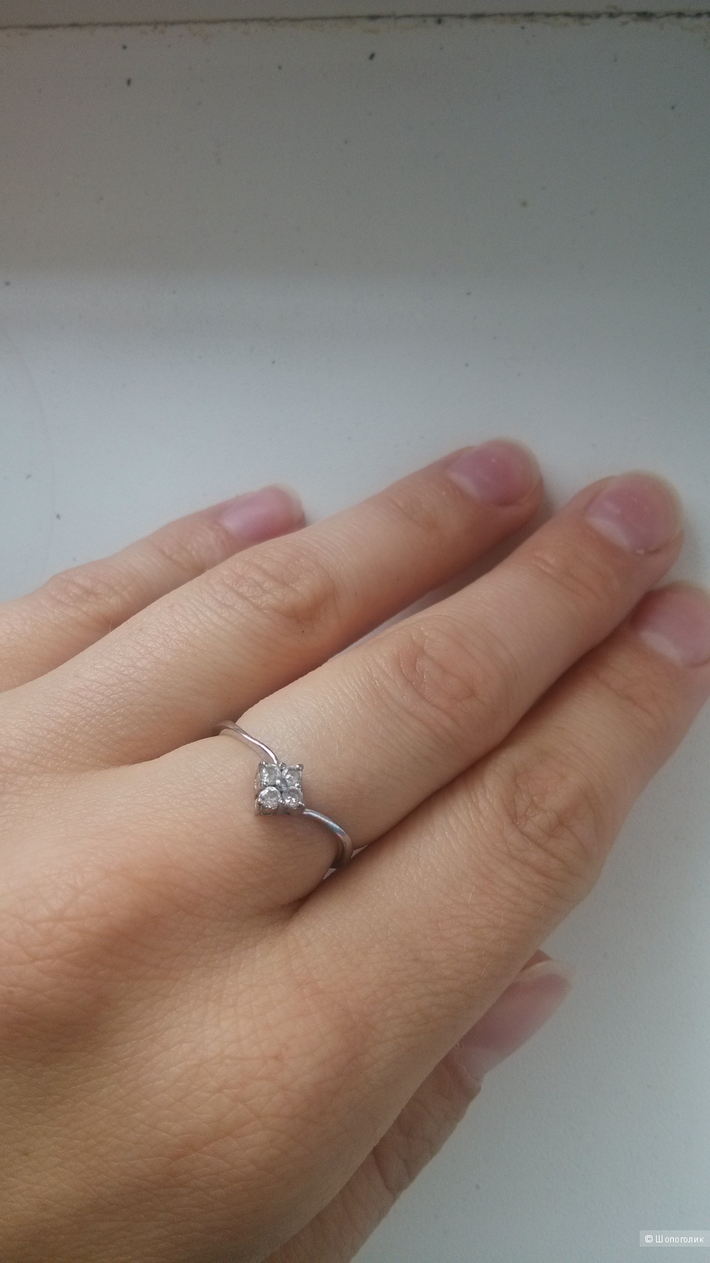 Серебряное кольцо с фианитами, 19 размер