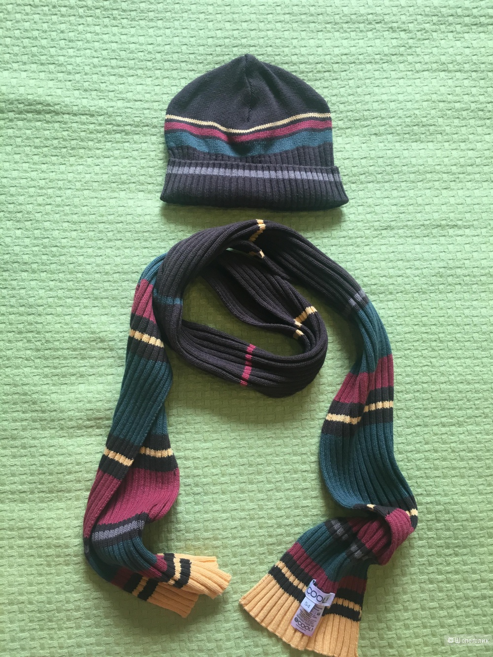 Детский комплект шарф+шапка,54 размер