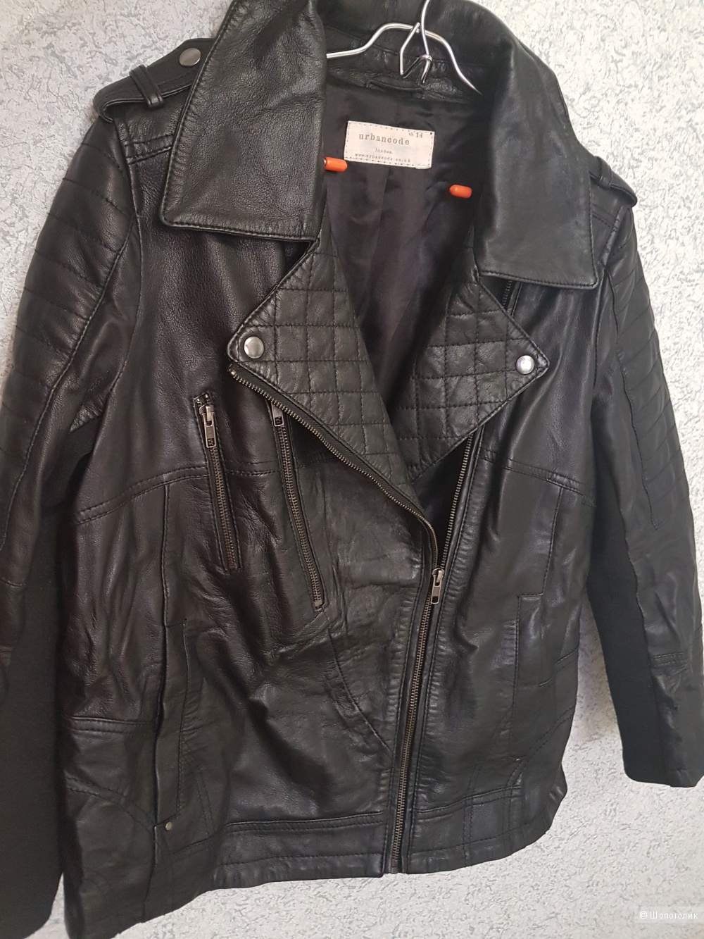 Кожаная куртка Urbancode Leather Jacket With Padding Detail, UK 14, 48 р.
