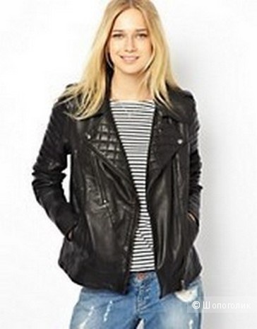 Кожаная куртка Urbancode Leather Jacket With Padding Detail, UK 14, 48 р.