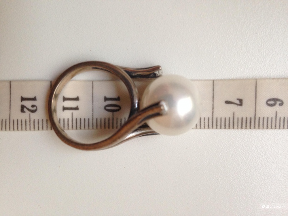 Кольцо серебро 925 с жемчужиной и фианитами