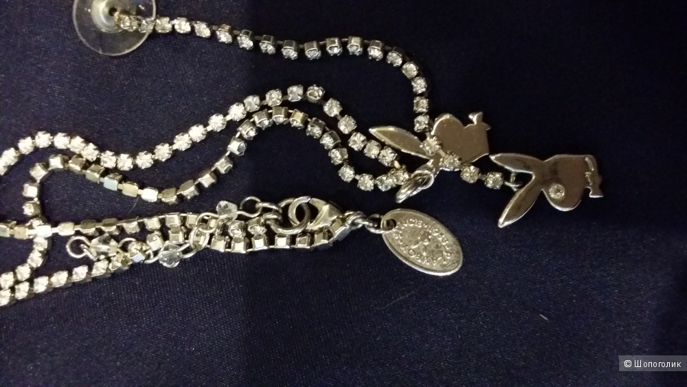 Подвеска и серьги бренда Play Boy, классический BUNNY с кристаллами Сваровски