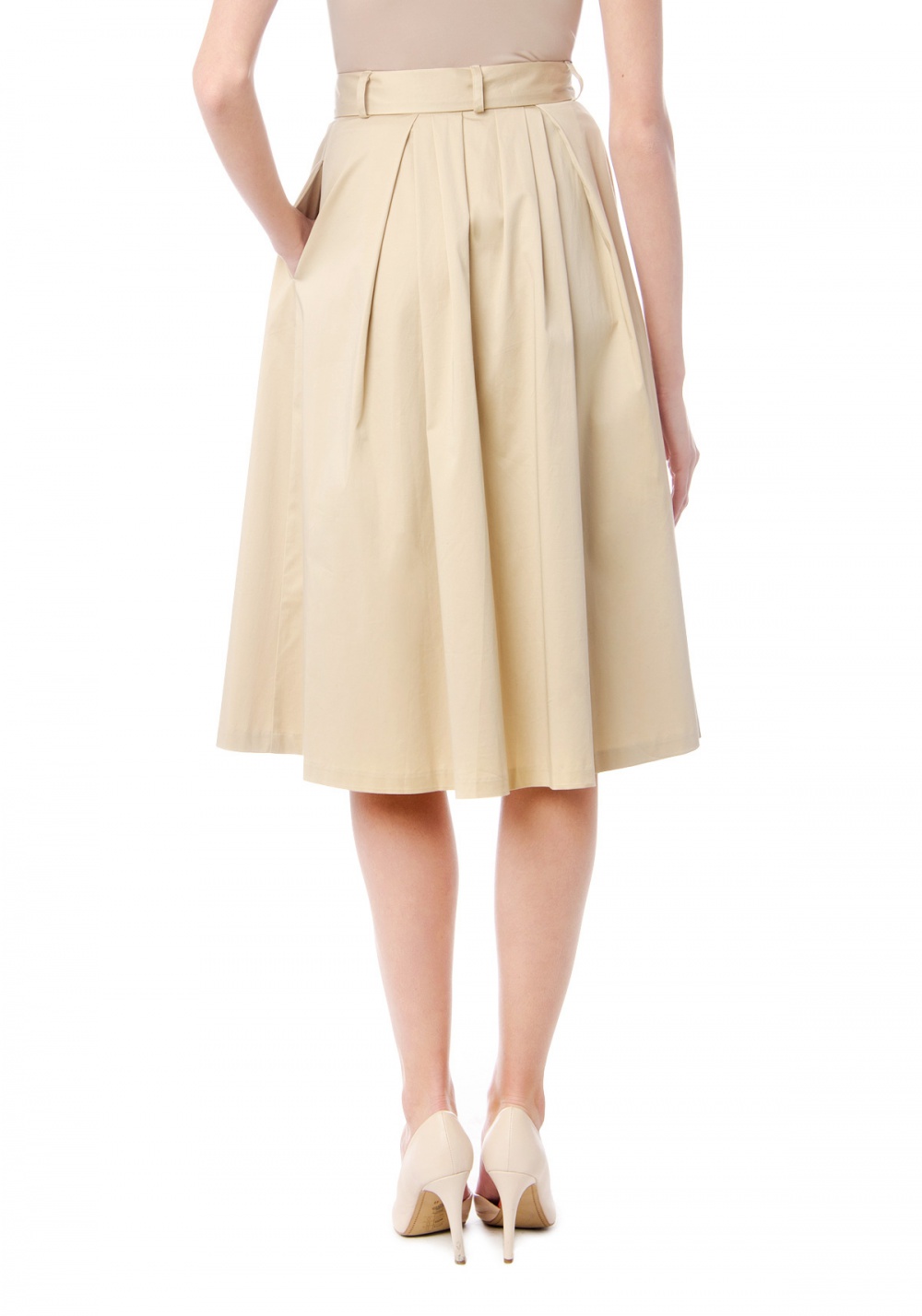 Золотисто-бежевая юбка миди Zarina в стиле Сафари или Нью Лук. 44-46 размер.
