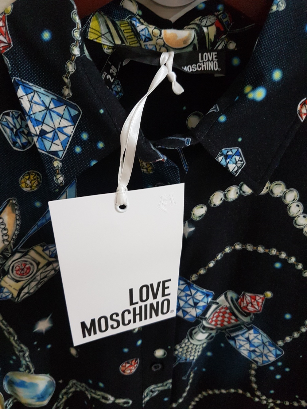 Блузка Love Moschino с космическим принтом, оверсайз, размер 44-50