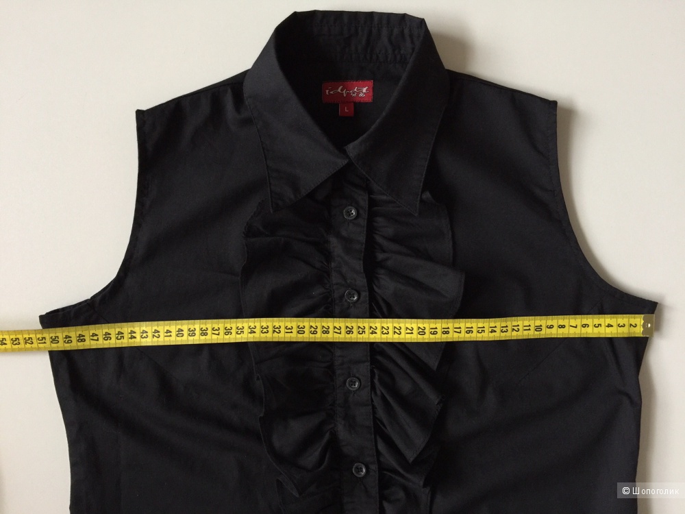 Блуза черная с жабо без рукавов марки    IDPDT  размер L