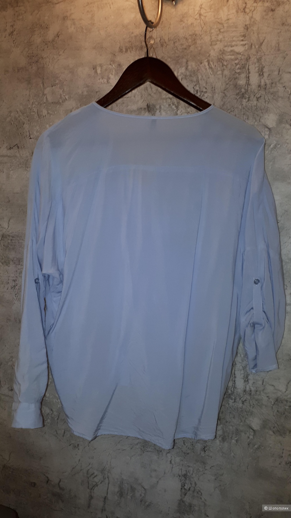 Блузка свободного покроя с запахом из вискозы голубого цвета Freequent размера S