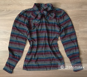Трикотажная блуза в  цветную полоску с бантом от марки Hampton BAYS размер S
