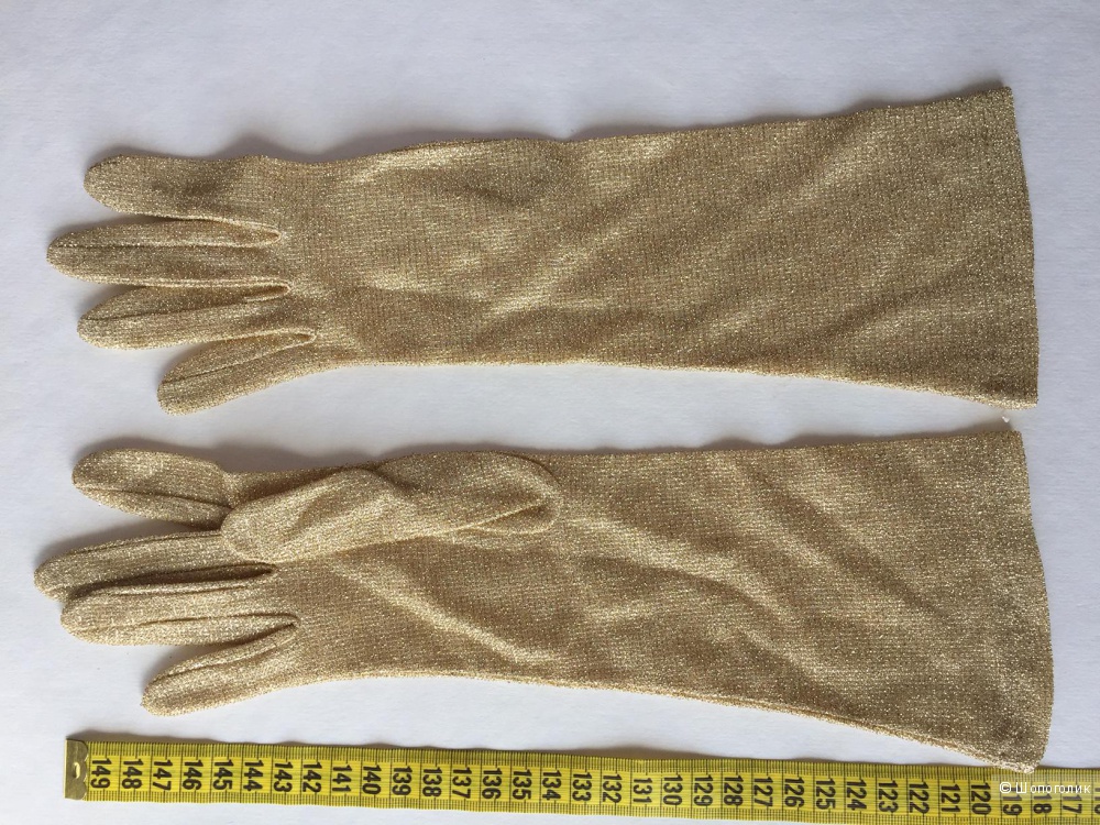 Перчатки  белые лайковые, черные и золото трикотаж