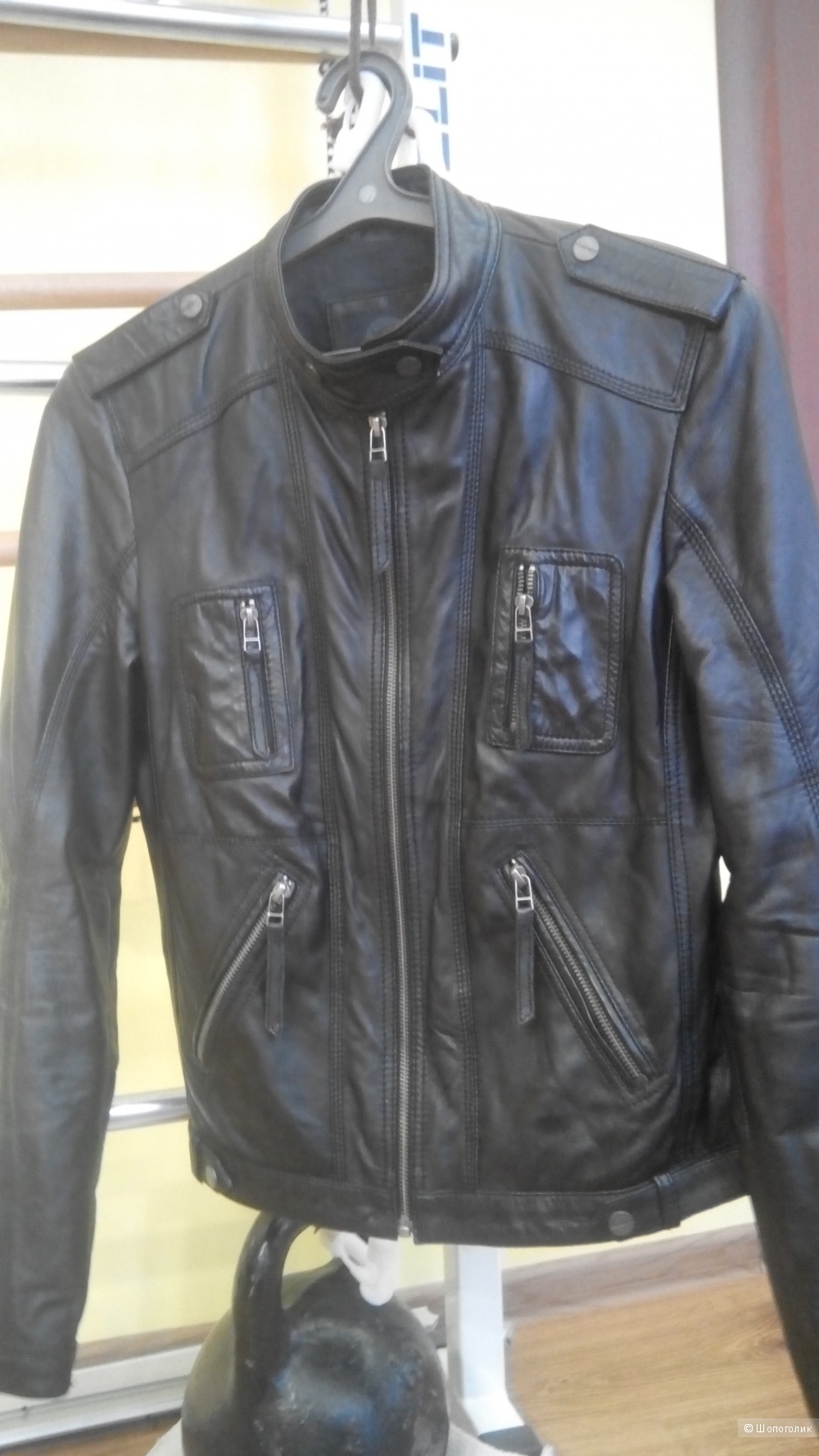 Кожаная натуральная куртка черного цвета, размер L,  бренд Yes or No Black, Германия