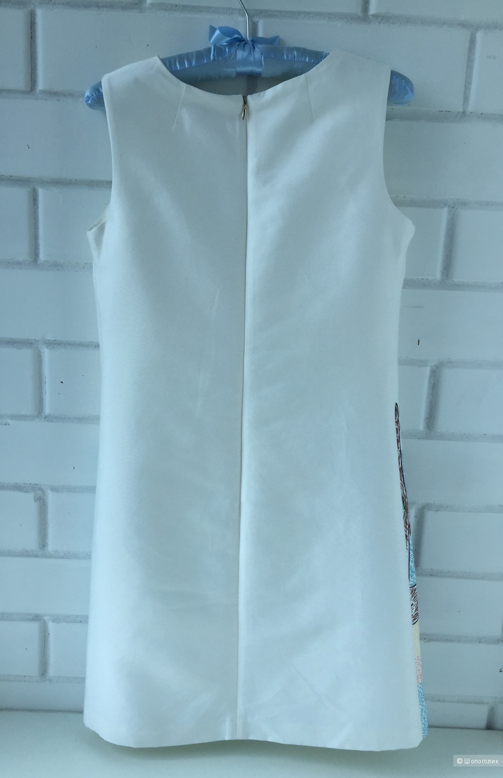 Платье Zarina Natalia Vodianova 42 размер, белое, мини, с принтом