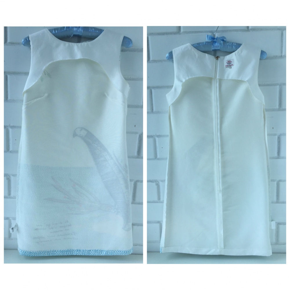 Платье Zarina Natalia Vodianova 42 размер, белое, мини, с принтом