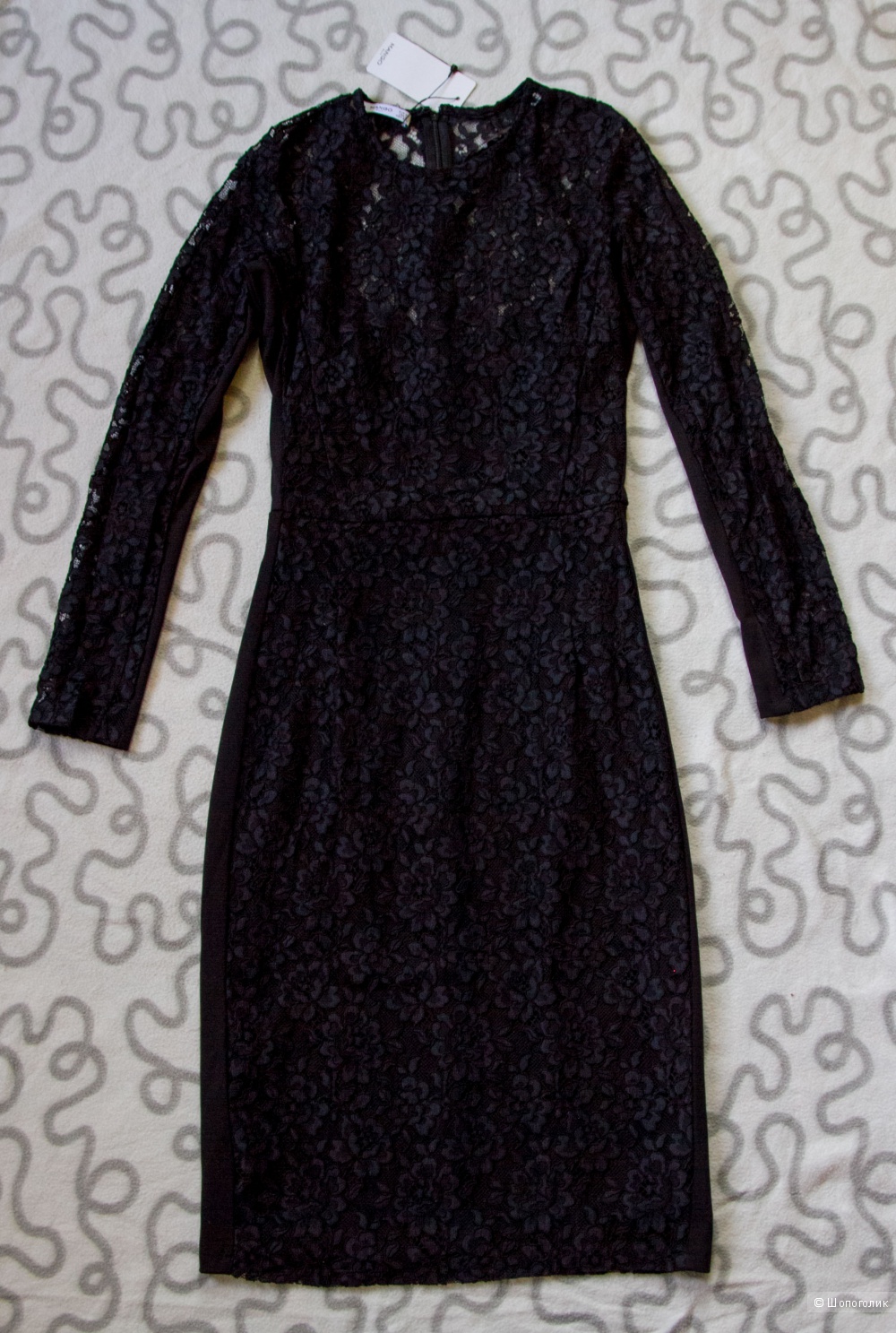 Черное кружевное платье Mango, размер XS