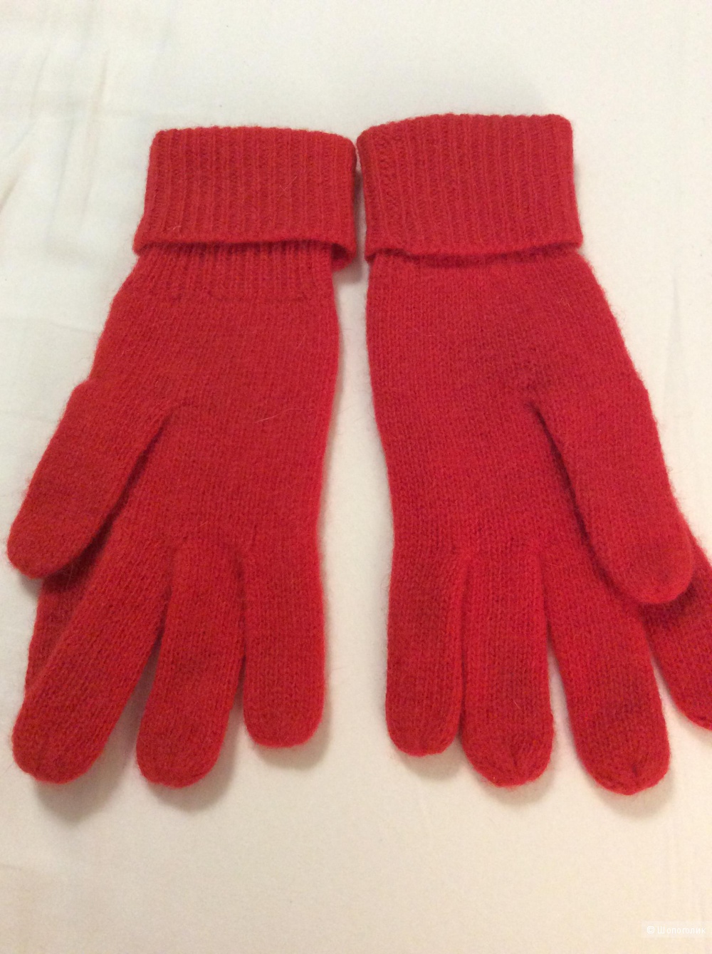 Перчатки из шерсти и ангоры красного цвета р.М (7-7,5)