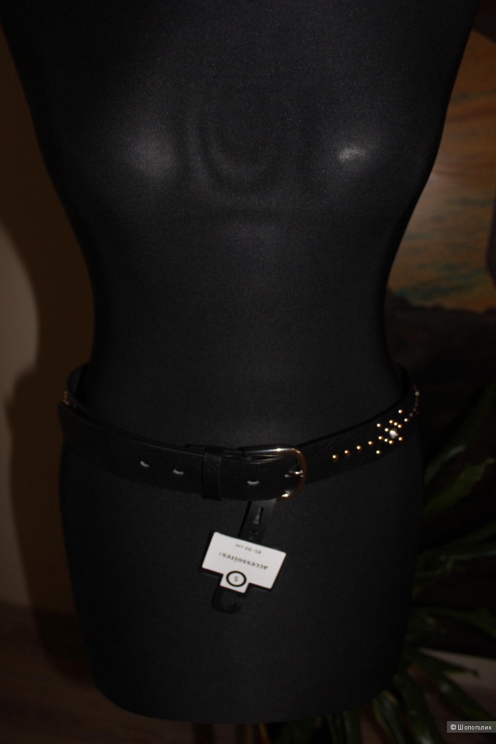 Новый ремень C&A accessories, черный с клепками, размер 85-90