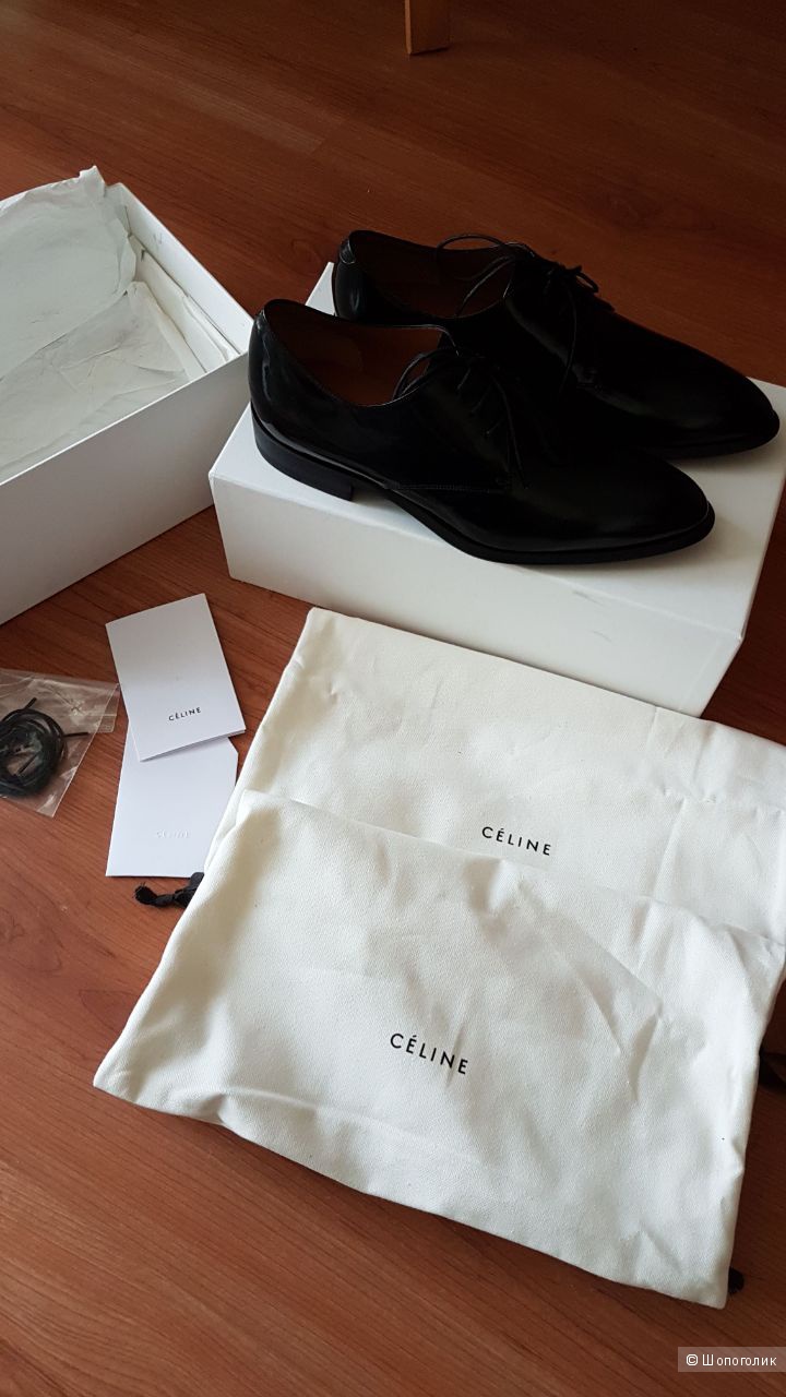 Céline women's flats lace-up oxfords shoes in black Leather - Оксфорды Céline черного цвета 39 размера