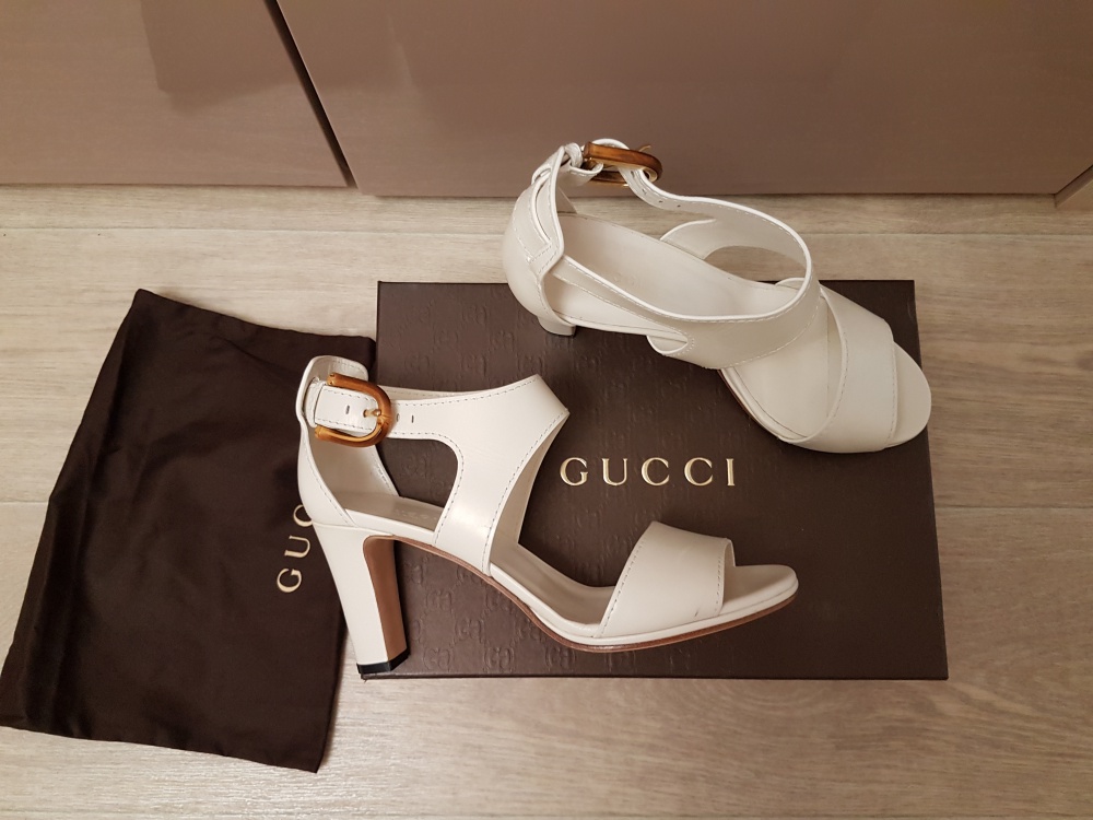 Белые босоножки Gucci, кожа, размер 40-40,5